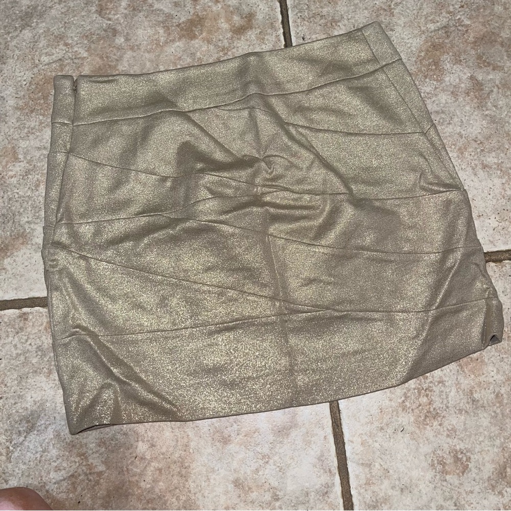Express Metallic Gold Mini Skirt